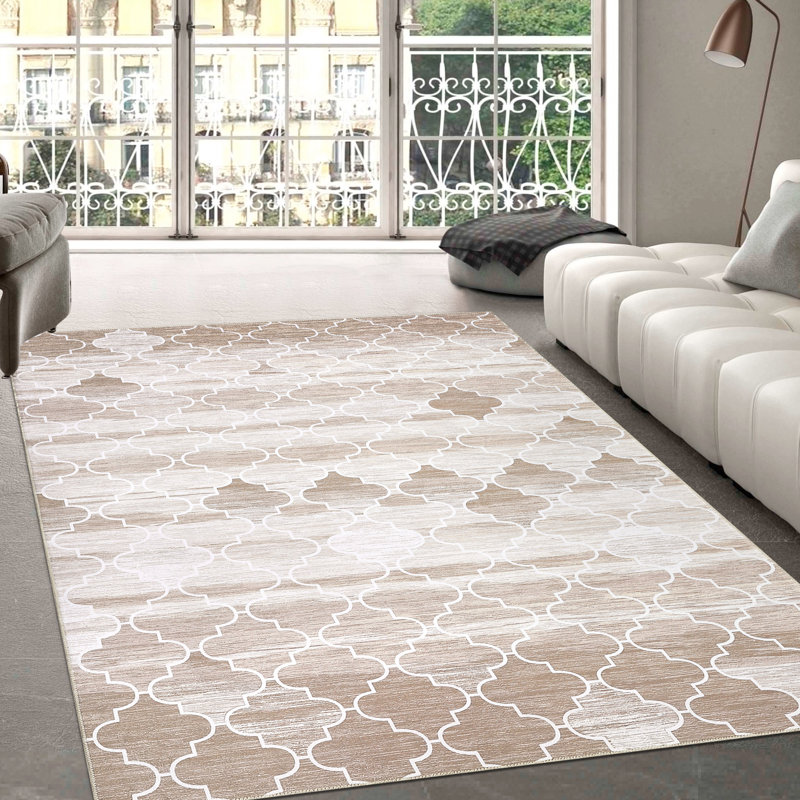 Moroccan Machine Washable Rugs for Living Room Bedroom Low Pile Non-Silp Area Rugs for Playroom Office Kitchen