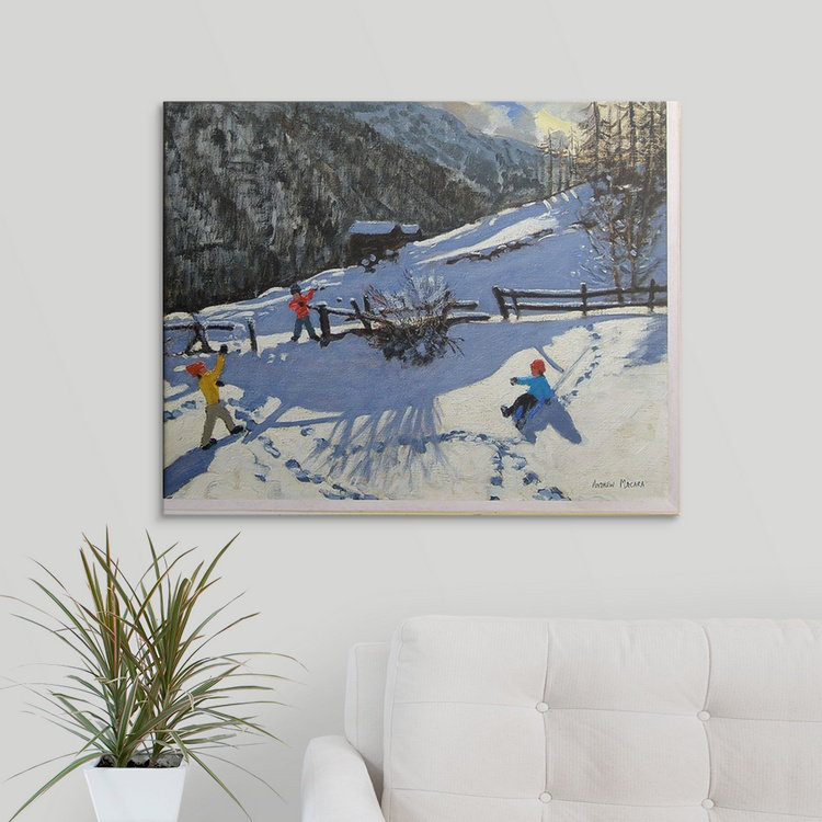 «Snowballers Zermatt» par Gonzalez, reproduction d'art, H 11 po x l 14 po x P 1,5 po, Toile