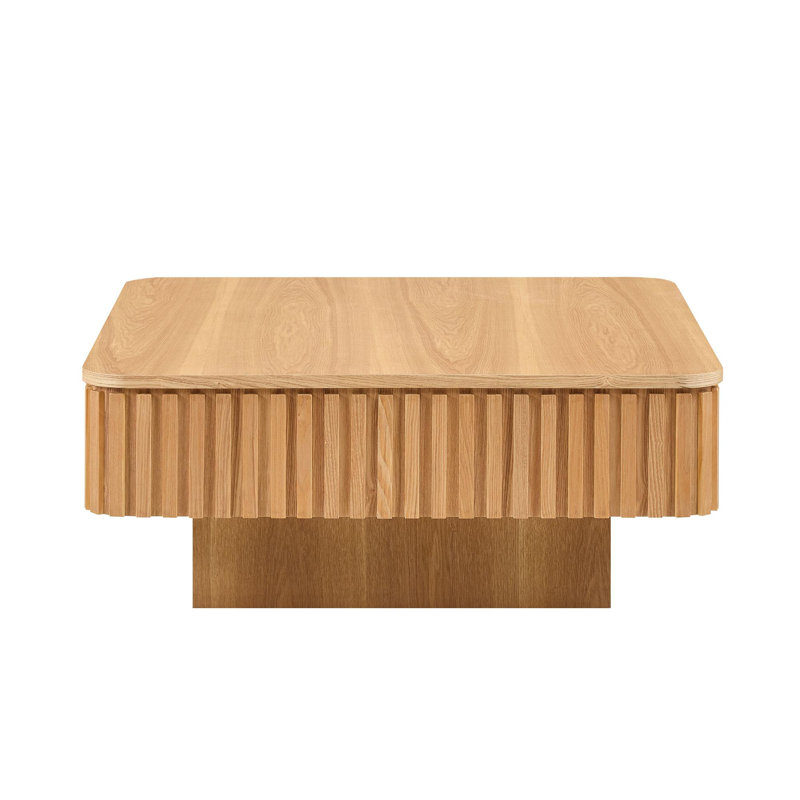 35.43" MDF Lift Top Coffee Table, Oak Wood