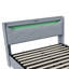 EU & UK Grey Linen Ottoman Storage Bed Frame with RGB-LED Lighting, Upholstered Smart Bed with Integrated Charging Station - 2 Outlets, 1 USB, 2 Type-C-675779999