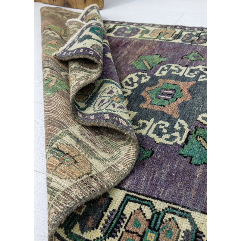 Vintage One-of-a-Kind 3'1" X 5'3" 1960s Wool Area Rug Purple
