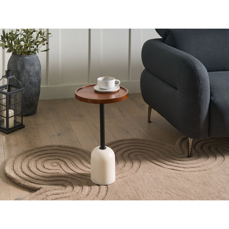 Pedestal End Table, Black/White