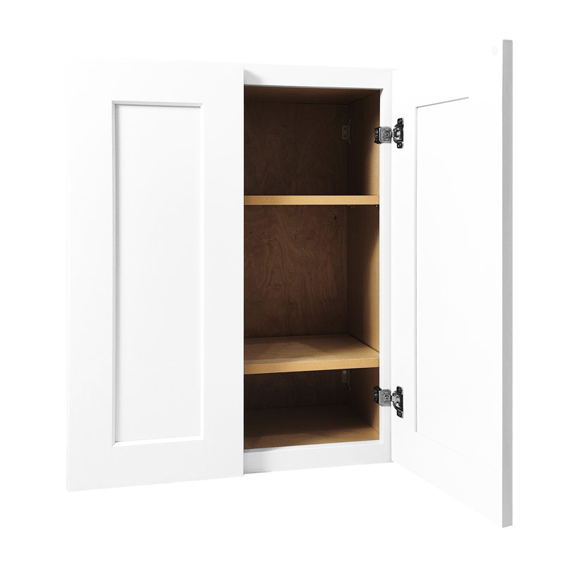 Armoire murale à double porte en bois massif blanc pour garage de rangement multifonctionnel, tablettes réglables, charnières à fermeture en douceur, utilisation pour la lessive imperméable, finition laquée, durabilité à long terme