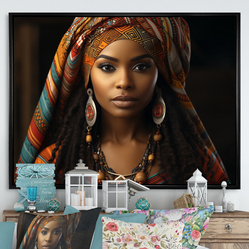 Impression sur toile Chiemi Tribal africain Swazi Emahiya, H 34 po x l 44 po x P 1,5 po, Cadre flottant noir