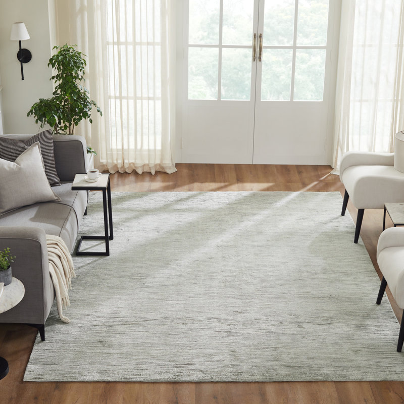 Lumiere Driftwood Natural Silk Hand Loomed Area Rug, Gray, Rectangle 9'6" x 13'6"