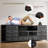 71"w Modern Tv Stand With 14 Drawers, Led Lighting & Built-in Power Outlets For 65/75/80 Inch Tvs, Fabric Storage Dresser With Mesh Door Compartments-690396423