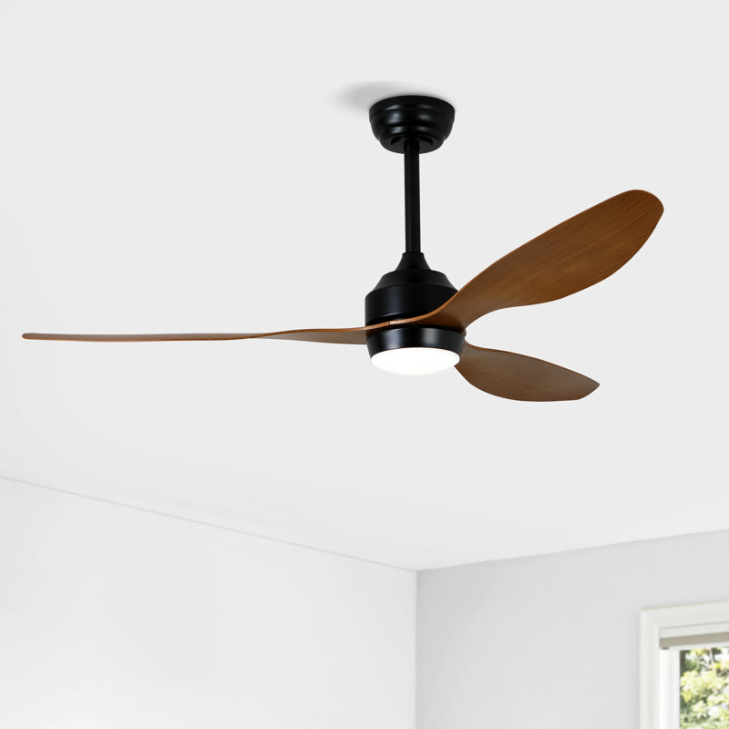 52" Ceiling Fan With Lights Quiet DC Motor 3 ABS Blade Ceiling Fans 6 Speed Levels, Nickel, Brown
