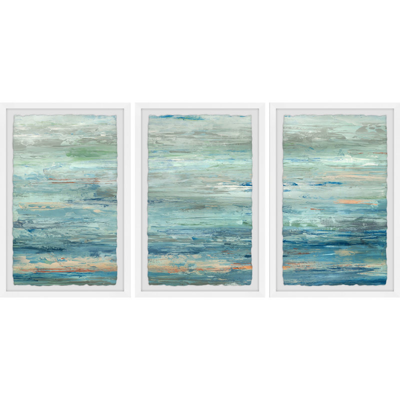 Vaste mer triptyque, H 24 po x l 16 po
