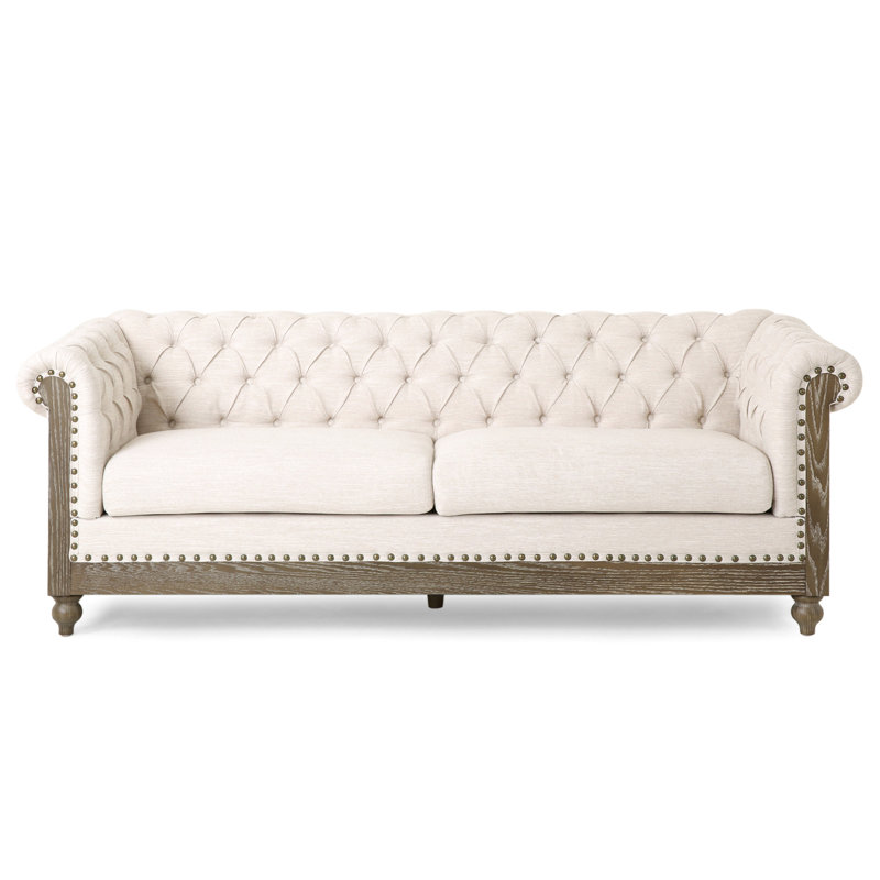Comfy 3 avec pieds en bois pour le salon et le bureau, tissu beige, style rétro, pieds, espaces de charme et espaces d'étude efficaces