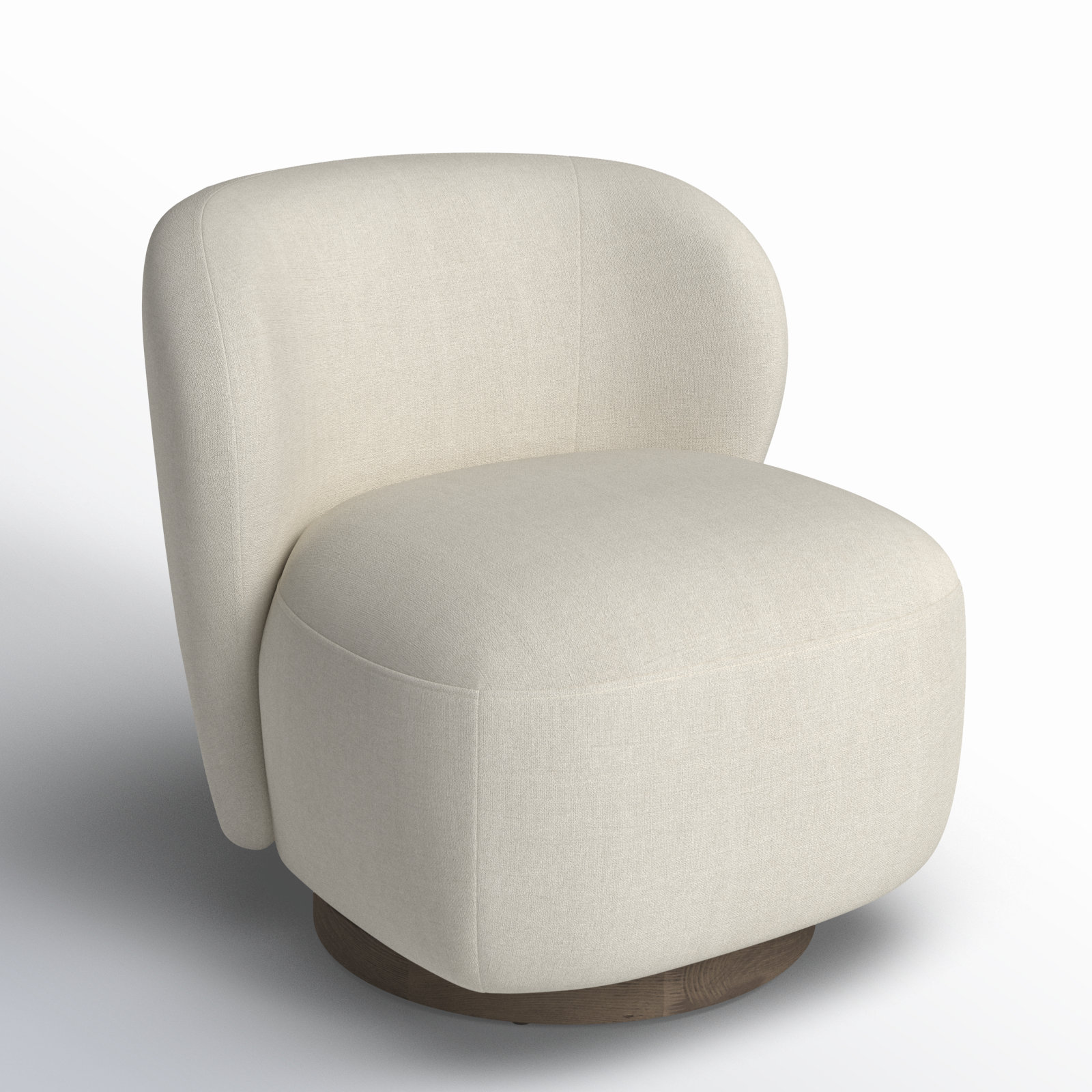 Upholstered Swivel Barrel Chair, Effie Linen Performance Linen