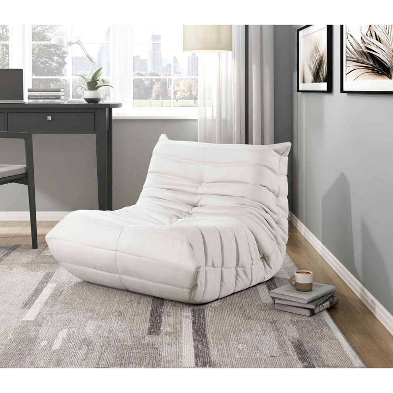 Chaise d'appoint de luxe en microfibre touffetée et confortable, Beige