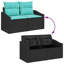  Ensemble de canapé de jardin 8 pièces noir et turquoise 55 x 55 x 37 cm