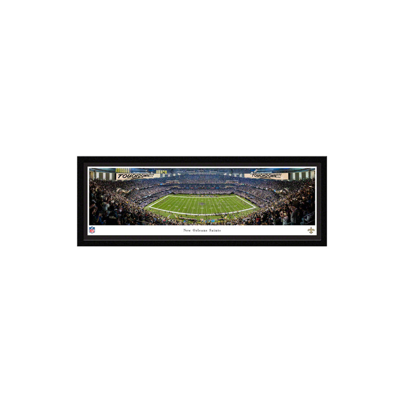 Impression panoramique de football de New Orleans Saints, H 15,5 po x l 42 po x P 1,38 po, Cadre noir