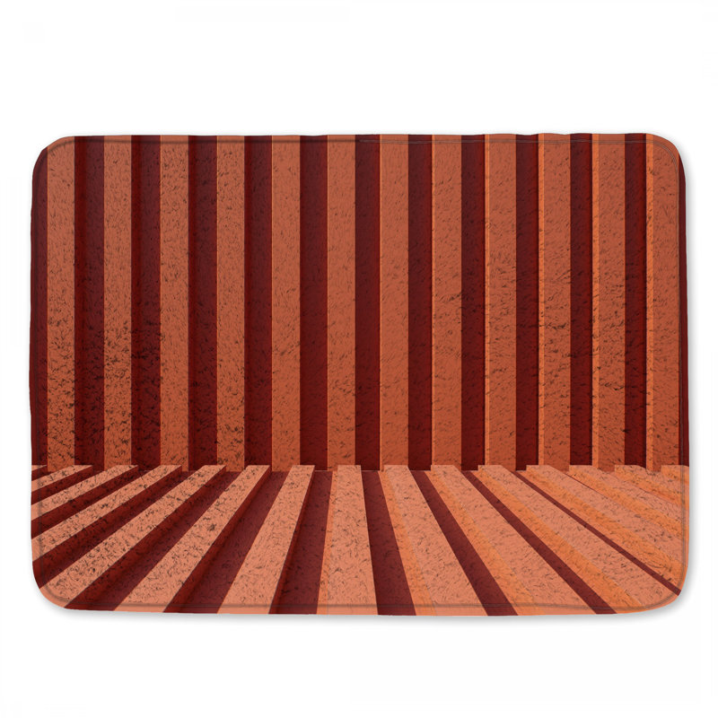 Orange Vertical Lines Bath Mat, 34in W x 21in L