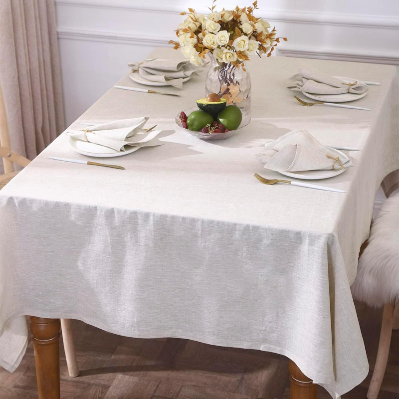 Textured Tablecloth 100% Linen Table Cloth, 104" L x 60" W , Linen