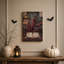 Art mural sur toile rouge avec pieuvre rouge et papillons-1125189664