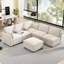 Canapé modulaire 86,6 po Canapé modulaire en U Canapé-lit Canapé en L avec repose-pieds mobile et deux ports USB pour le salon (ancien SKU: N719S001680A), beige-129574492-129574493