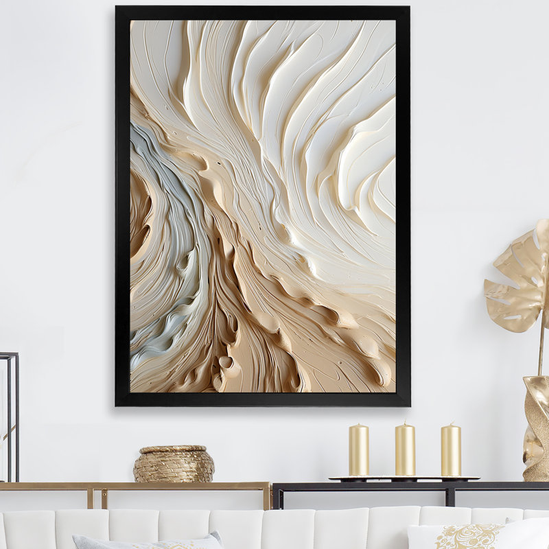 Reproduction d'art sur toile, blanc et or champagne III, Cadre photo noir, H 40 po x l 30 po x P 1,5 po