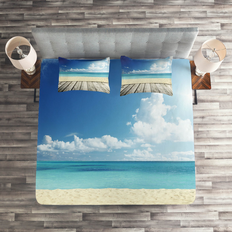 Landscape Coastal Coverlet, King Bedspread + 2 Shams
