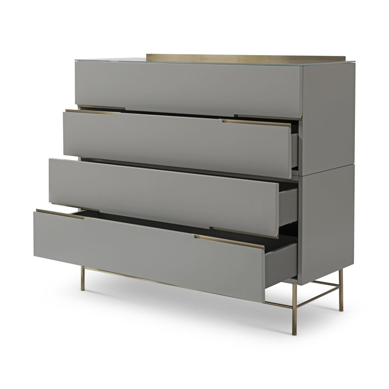 Nicholls 110cm W 4 - Drawer Chest of Drawers, Grey/Gold