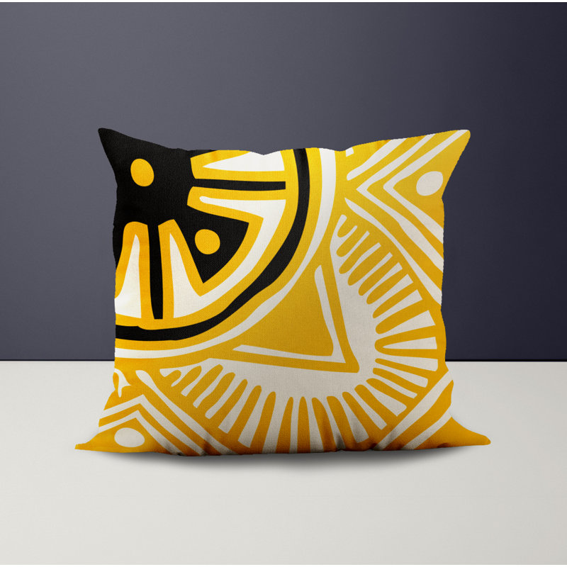 Jeté carré en polyester intérieur / extérieur, L 15 po x H 15 po, Jaune