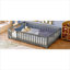 Lit plateforme pour lit d'enfant avec garde-corps de sécurité, construction en bois de pin gris froid