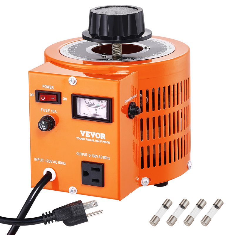 Transformateur de tension variable automatique 1000V VEVOR, 15,3 ampères, entrée 110V sortie 0-130V Voltag AC