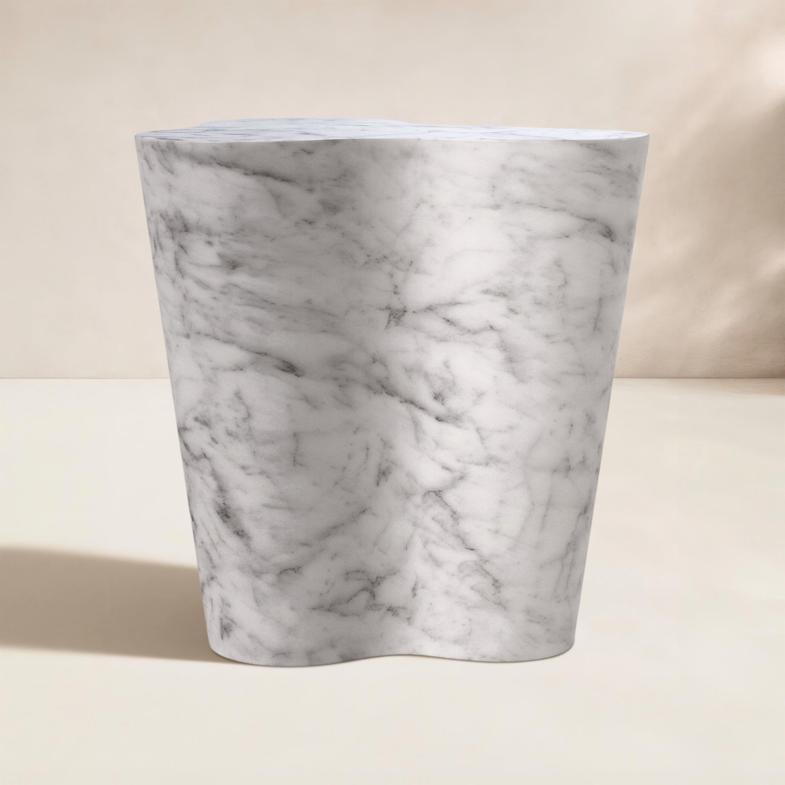 Barrett End Table, 18" H x 18" W x 15" D, White Marble