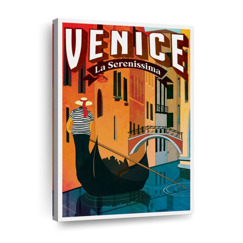 «Venice Le Serenissima», affiche rétro sur toile, H 48 po x l 32 po x P 1,25 po
