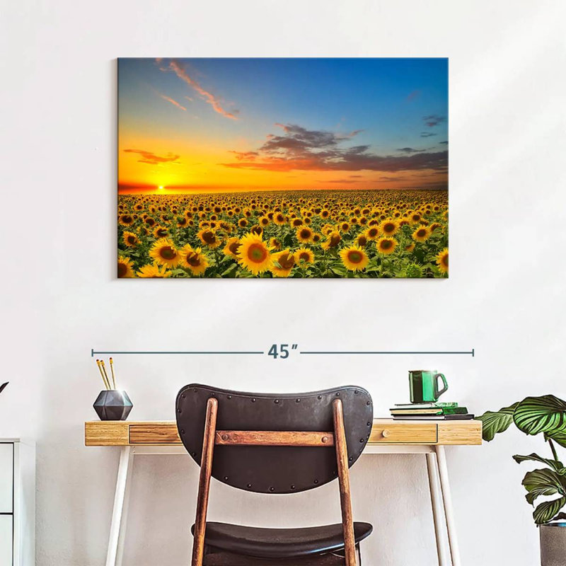 Alvord Sunflower Field Twilight, 26" H x 39" W