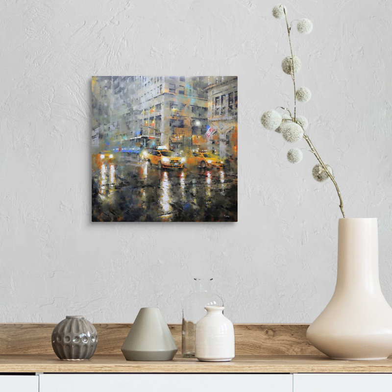 « Manhattan orange Rain » par Mark lague, reproduction d’art sur toile, H 12 po x l 12 po x P 1,25 po, Toile tendue