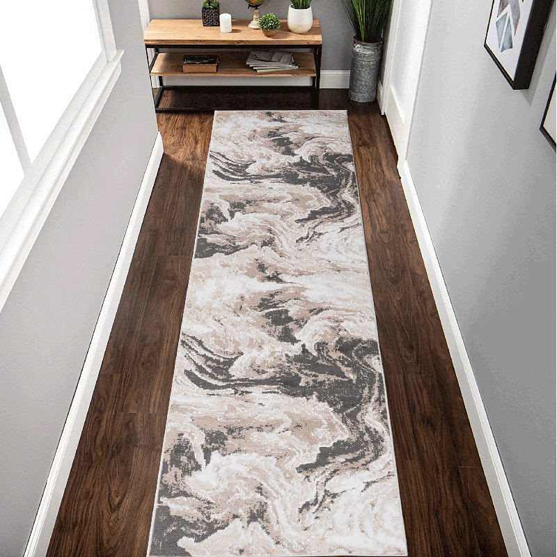 Tapis brun / abstrait NAAR Payas, Tapis de couloir 2 pi x 8 pi