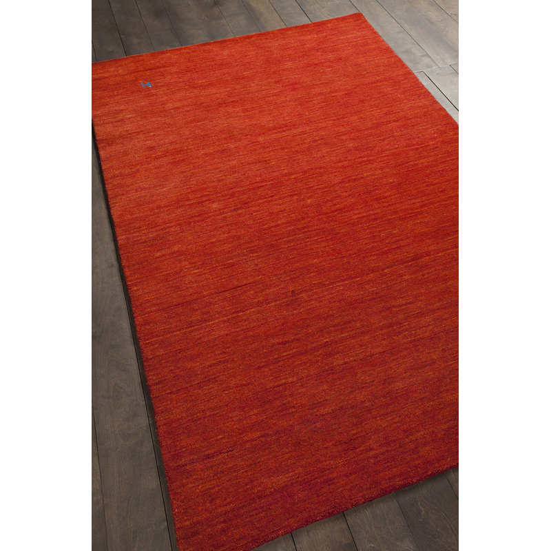 Tapis rouge en laine noué à la main Stockstill, Rectangle 7 pi 9 po x 10 pi 6 po