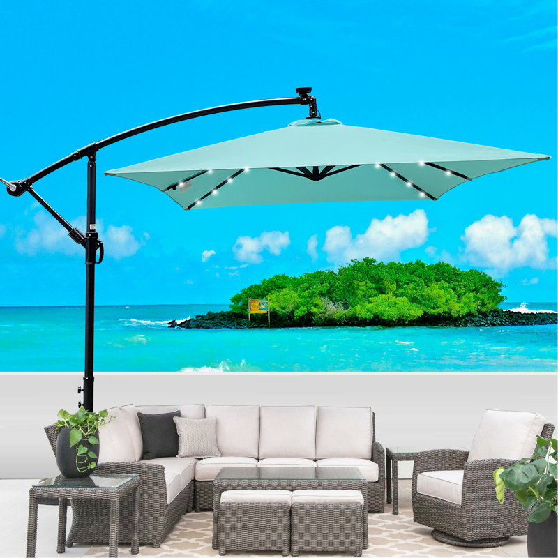Parasol de patio rectangulaire 2X3m - à énergie solaire, imperméable, pour piscine de terrasse avec de l'eau à énergie solaire,