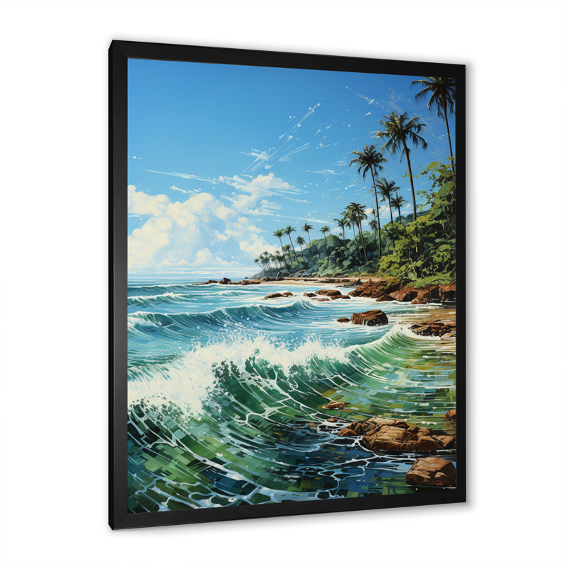 Beniah Palm Trees Palms V, reproduction d'art sur toile, H 20 po x l 12 po x P 1 po, Cadre photo noir