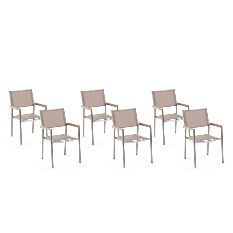 Lothen Stacking Patio Dining Armchair with Cushion, Silver/Beige