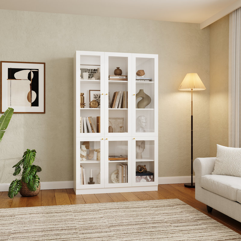 78.7'' H X 47'' W 5-Tier Bookcase With Glass Doors