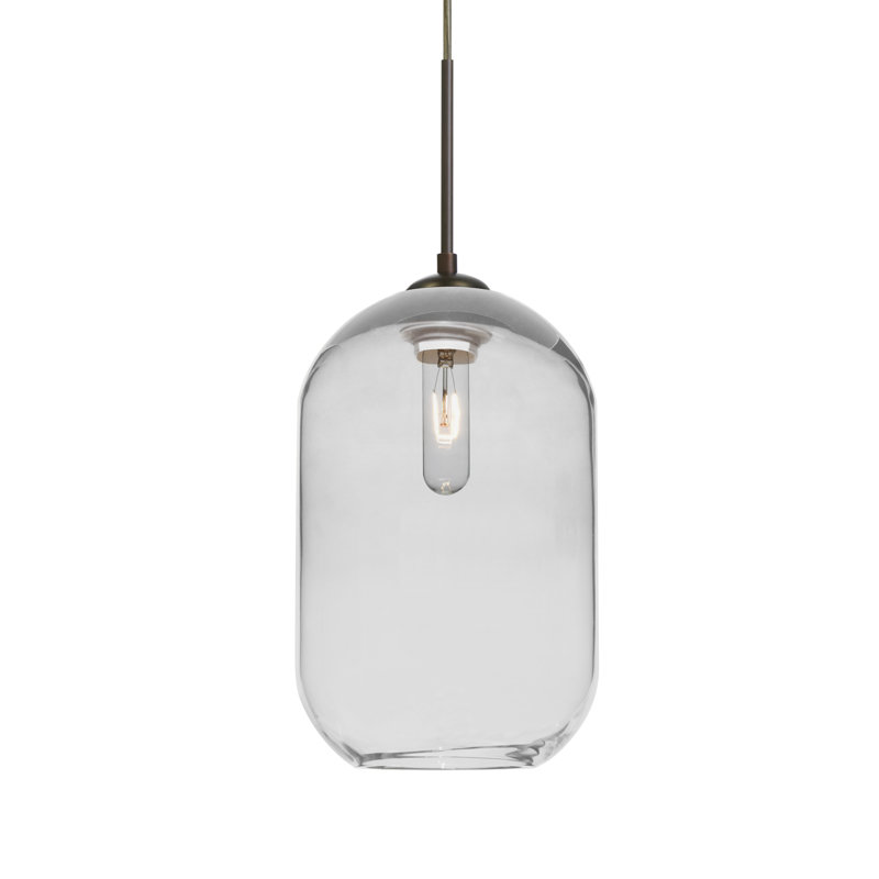 Luminaire suspendu à cylindre simple 1 lumières Joseph, Bronze, Transparent
