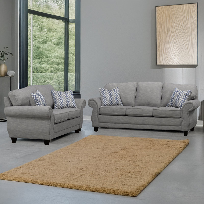 Barry Fabric Sofa & Loveseat Set, Gray