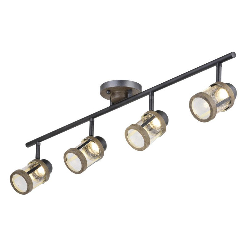 Iron & Distressed Faux Wood 4-Light Track Light
