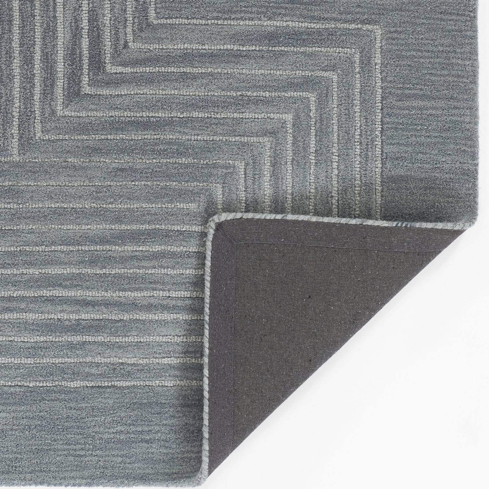 Orlie Hand Tufted Wool Brown Rug, Rectangle 5' x 8', Blue