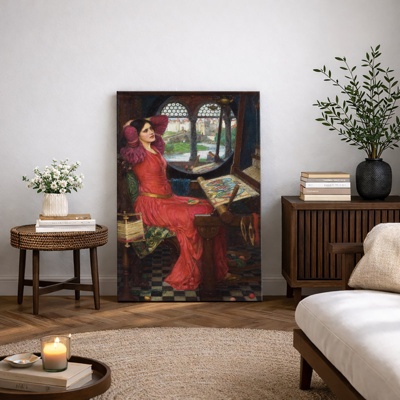 Art médiéval au métier à tisser, images intérieures romantiques, impression sur toile encadrée, H 18 po x l 12 po x P 1,5 po