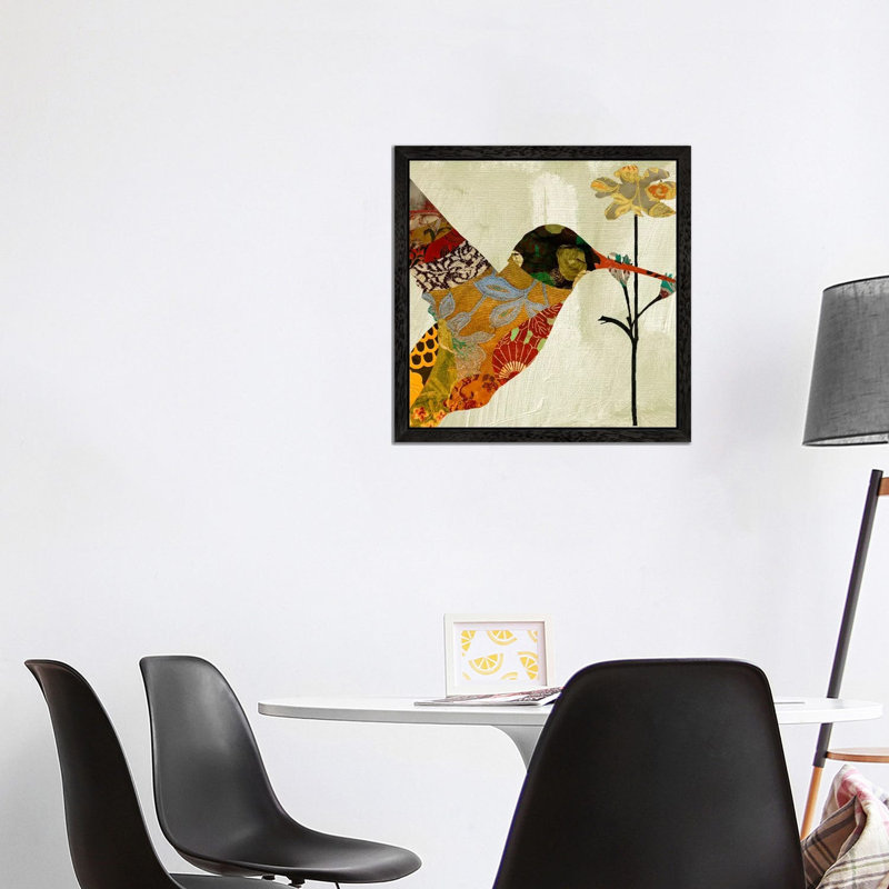 Humming Bird Brocade III by Color Bakery - Print on Canvas, Black Framed, 93.98 cm H x 93.98 cm W