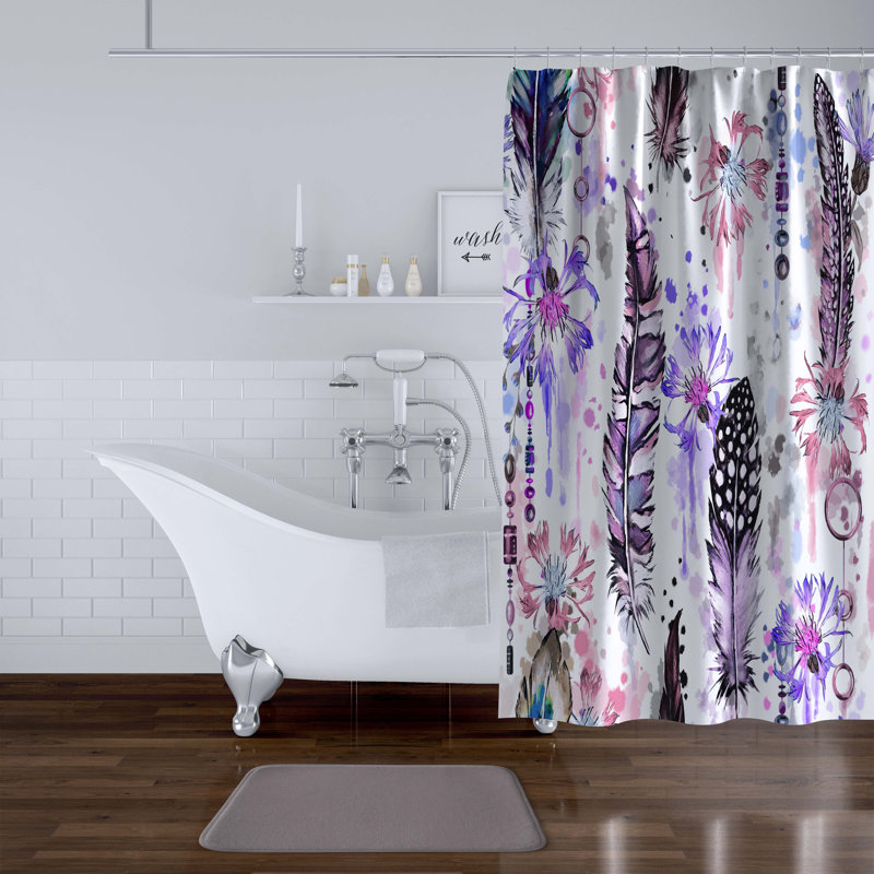 Rideau de douche simple fleur de bleuet, H 90 po x l 70 po