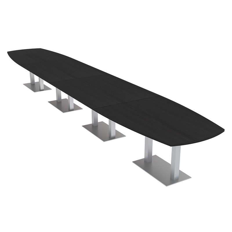 Table de conférence Arc Boat, H 30 po x l 264 po x P 48 po, Cyprès noir, Argent argent