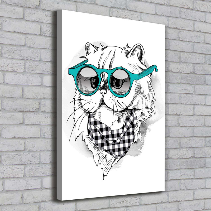Cat With Glasses - Wrapped Canvas Print