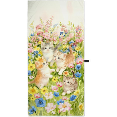 Cute Cat Beach Towels Lovely Animals Microfiber Pool Blanket for Swimming Yoga Spa 
30" x 63"