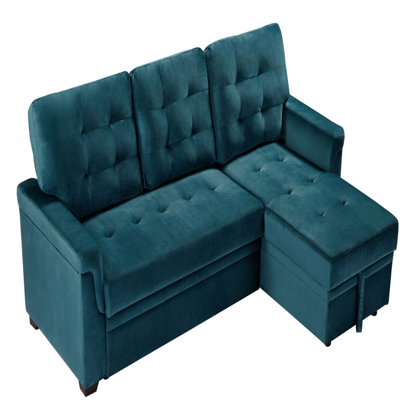 Wilcoxen 3 Seater Foam Sofa Bed, Green, Velvet