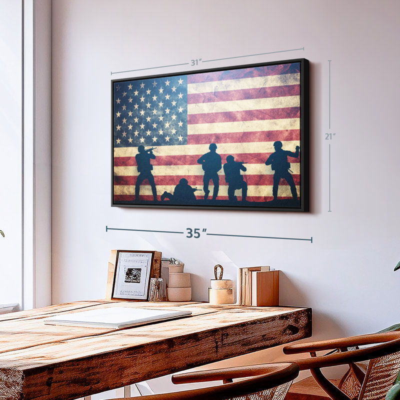 Impression sur toile militaire Grunge US, H 21 po x l 31 po