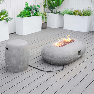 65000 Btu Concrete  Outdoor Fire Pit Table With Lid -  Latitude RunÂ®, CB62FE4F3B904EC89332CBE3ABD26A76